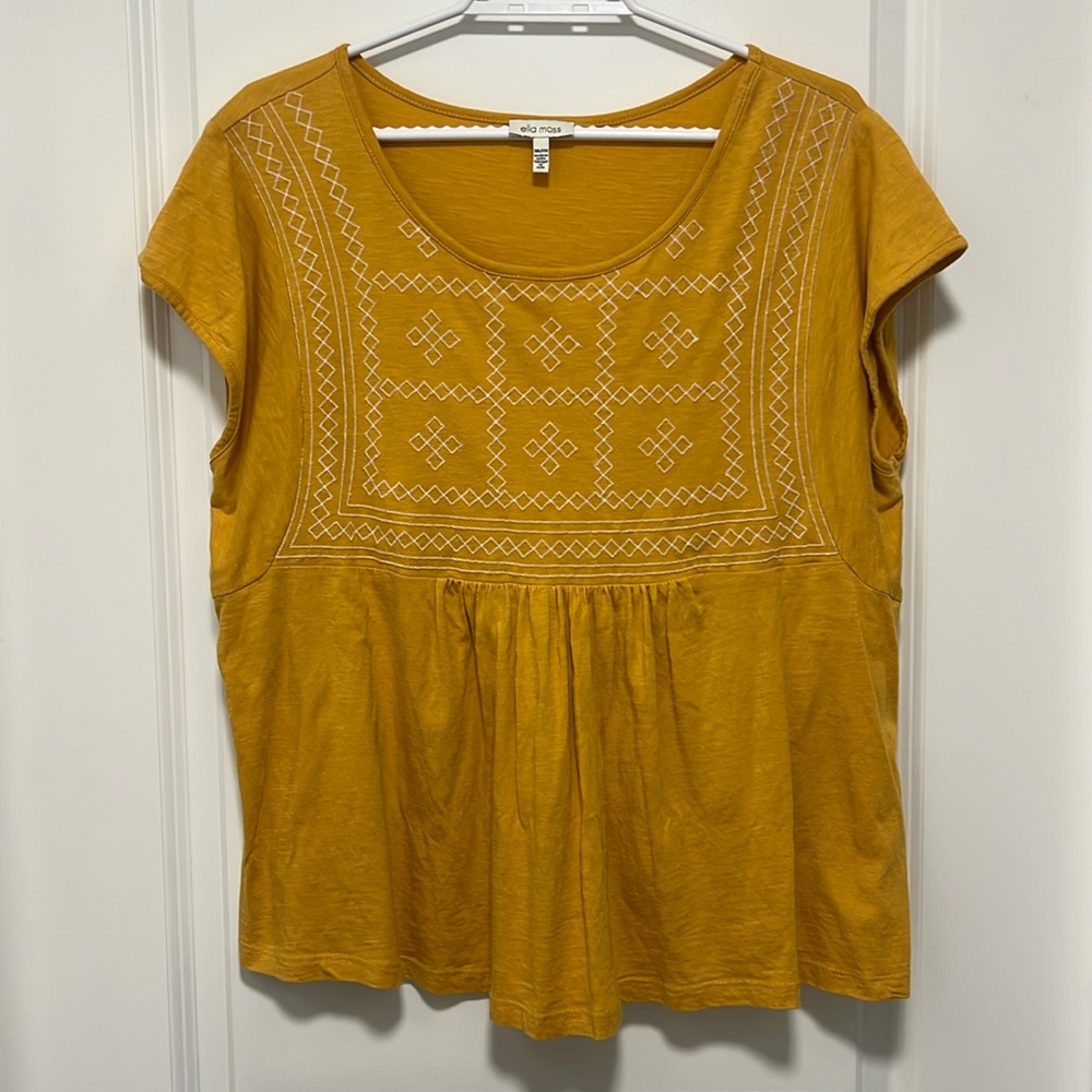 Ella Moss Mustard Short Sleeve Top